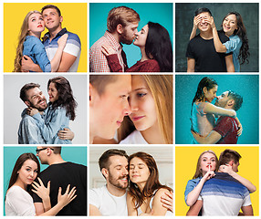 Image showing The collage of images of smiling couples