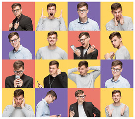 Image showing Set of young man\'s portraits with different emotions