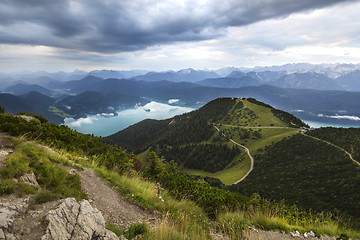 Image showing View from top of Herzogstand, Bavaria, Germany