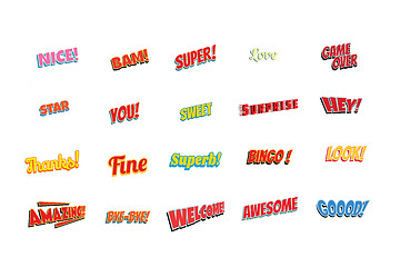 Image showing cartoon words label set isolated on a white background