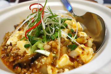 Image showing Tofu and mince with hot spicy sauce