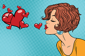 Image showing Woman making a kiss heart