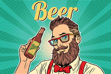 Image showing bearded hipster beer