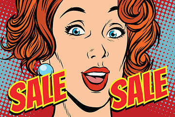 Image showing Sale comic text pop art woman