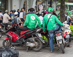 Image showing Grabbike drivers in Ho Chi Minh City