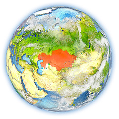 Image showing Kazakhstan on Earth isolated