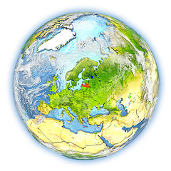 Image showing Latvia on Earth isolated