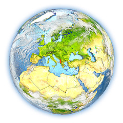 Image showing Albania on Earth isolated