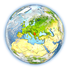 Image showing Serbia on Earth isolated