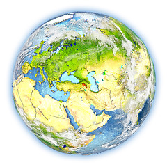 Image showing Armenia on Earth isolated