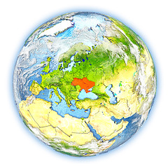 Image showing Ukraine on Earth isolated
