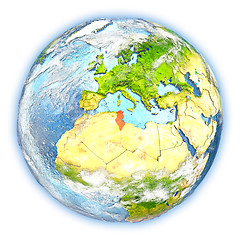 Image showing Tunisia on Earth isolated