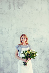 Image showing Portrait of florist with bouquet