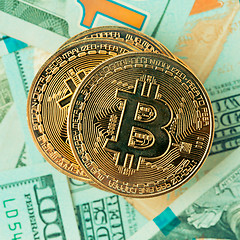 Image showing Golden bitcoin. Bitcoin cryptocurrency.