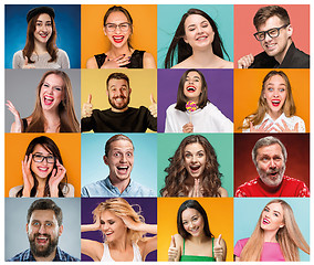 Image showing The collage from portraits of women with smiling facial expression