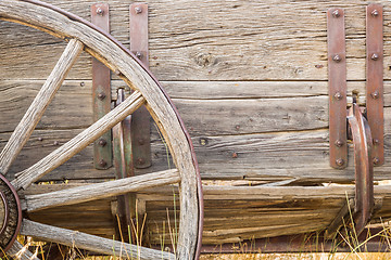 Image showing Abstract of Vintage Antique Wood Wagon Parts.