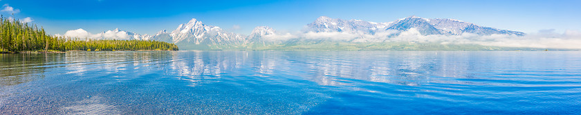 Image showing Pano of The Grand Teton National Park Mountain Range in Wyoming,