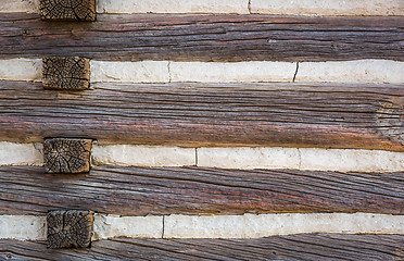 Image showing Abstract of Vintage Antique Log Cabin Wall.