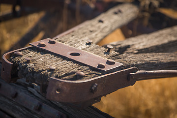 Image showing Abstract of Vintage Antique Wood Wagon Parts.