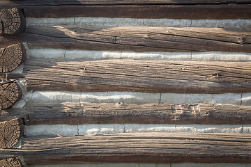 Image showing Abstract of Vintage Antique Log Cabin Wall.