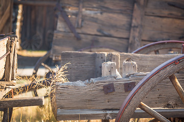 Image showing Abstract of Vintage Antique Wood Wagon Parts.