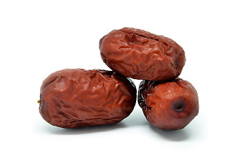 Image showing Dried jujube fruits on white background