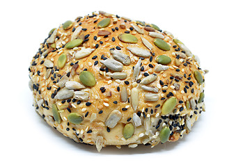 Image showing Healthy looking bun with pumpkin seed, sunflower seed and sesame