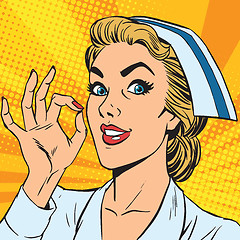 Image showing avatar portrait of a nurse OK gesture
