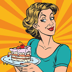 Image showing avatar portrait woman with a piece of cake