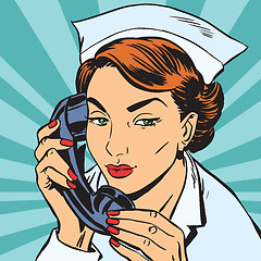 Image showing avatar portrait of a nurse with the phone