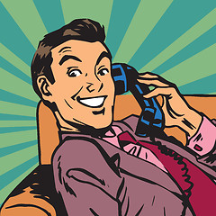 Image showing Printavatar portrait man with retro phone