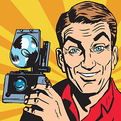 Image showing avatar portrait of man with retro camera