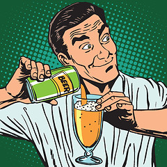 Image showing avatar portrait bartender pouring beer