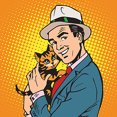 Image showing avatar portrait man with a kitten