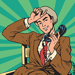 Image showing Printavatar portrait man with retro phone