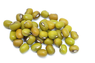 Image showing Pile of raw green mung beans