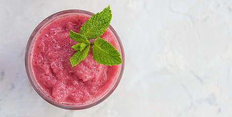 Image showing Strawberry smoothie with mint