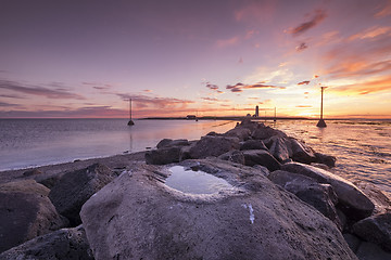 Image showing Lighthouse at sunset