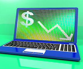 Image showing Dollar With Arrow Down Showing Recession And Economic Downturn