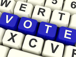 Image showing Vote Computer Keys In Blue Showing Options Or Choices