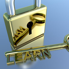 Image showing Padlock With Learn Key Showing Education Learning And Courses