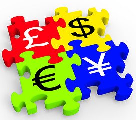 Image showing Currency Symbols Puzzle Showing Forex