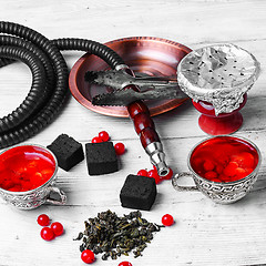 Image showing hookah with berries tea