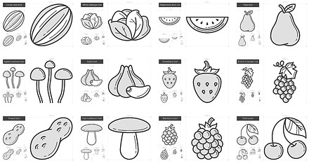 Image showing Healthy food line icon set.