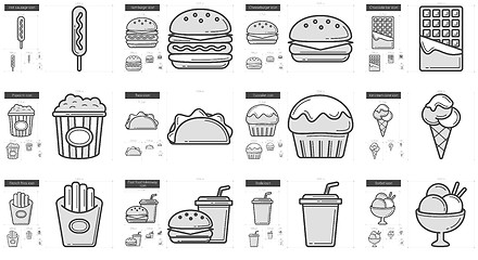 Image showing Junk food line icon set.