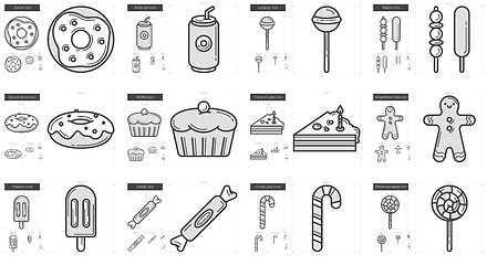 Image showing Junk food line icon set.