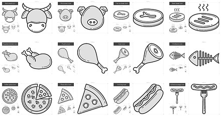 Image showing Junk food line icon set.