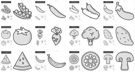 Image showing Healthy food line icon set.