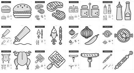 Image showing Barbecue line icon set.