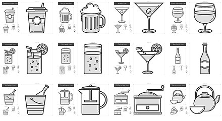 Image showing Drinks line icon set.